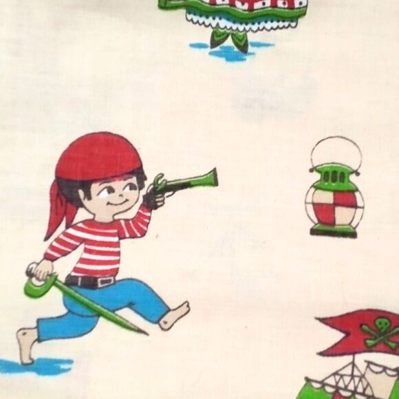 Vintage Indian Head Inc. Children’s Pirate-Themed Novelty Print Fabric – 4 Yards - Picture 2 of 5